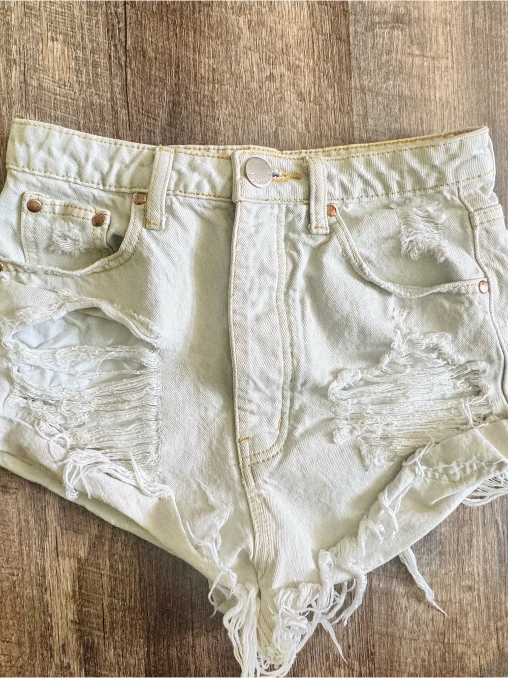 Signature8 White Distressed Denim Cutoff Shorts